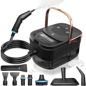 Steam Cleaner, Steamer for Cleaning, 2500W Pressurized Steam Cleaner with 1.2L Water Tank and 12 Attachments, Portable Steamer Cleaner for Home Car Kitchen Bathroom Furniture Tile Grout (Rose Gold)