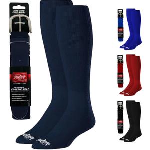 Rawlings | Belt & Socks Combo | Baseball/Softball | Multiple Sizes & Colors (Medium, Navy)