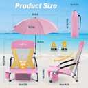 Homcosan Portable Low Folding Beach Chair with Detachable Umbrella - Lightweight Camping Chair for Adults with Cup Holder & Storage Pocket, Carry Bag Included (Pink & Yellow), 1 Pack