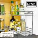 LYNK PROFESSIONAL Pull Out Spice Organization for Cabinets - 4-3/8 inch Wide Spice Rack for Inside Cabinets, Slide Out Spice Rack Organizer for cabinet Pull Out Spice Rack, Sliding 2 Tier Chrome