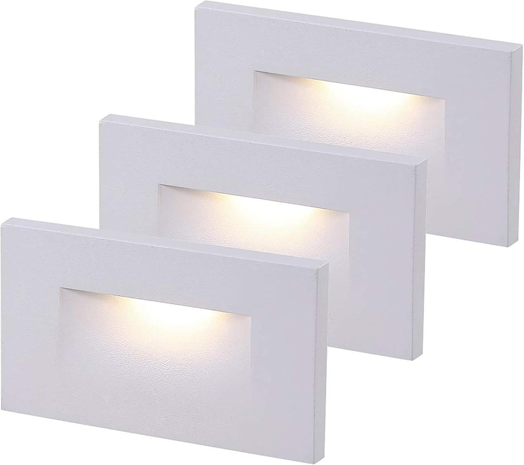 CLOUDY BAY 120V Dimmable LED Indoor Outdoor Step Light,3-Pack,3000K Warm White,Stair Light,White Finish