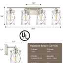 4-Light Brushed Nickel Bathroom Light Fixtures, 29 Inch Modern Bathroom Vanity Lighting Fixtures Over Mirror with Clear Glass and Metal Cage Wall Sconce Lights for Bath, E26, CH9176BN-4W