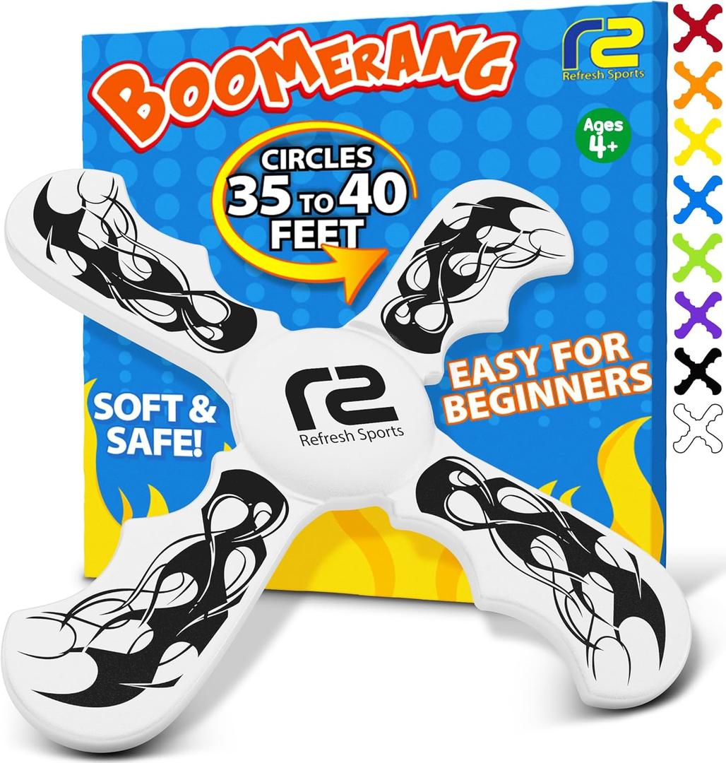 Boomerang for Kids - It Really Does Fly Back - Fun & Easy to Use Toy for Boys & Girls - Soft Foam Design Allows for Safe Play & Great Beginner Toy Gift Idea for Boys - Birthday Gift Ideas Stuffers