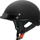 VCAN Cruiser Solid Half Face Motorcycle Helmet (Medium, Flat Black)