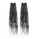 Toyotress Boho Box Braids With Human Hair Curls - 14 Inch 2 Packs (24 Strands) Handmade Pre-Looped Short Bob Crochet Braids Human Hair, Natural Black Pre-Twisted Human Braiding Hair (14 Inch, 1B-2P)