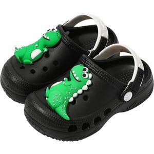 Toddler Clogs Boys Girls Kids Dinosaur Garden Shoes Slip on Sandals Slides Water Summer Shoes for Outdoor Beach Pool (5-6 Toddler, Pureblack)