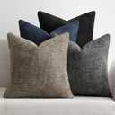 MIULEE Pack of 4 Couch Throw Pillow Covers 18x18 Inch Neutral Navy/Grey Soft Decorative Chenille Pillow Covers Farmhouse Accent Cushion Covers for Boho Home Decor Sofa Bedroom Living Room