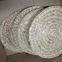 6 Pack Woven Placemats, Round Wicker Placemats, Rattan Place mats, Natural Hand-Woven Water Hyacinth Table Mats, Braided Straw Table Mats for Dining Table (13.8 inch), 13.8 inch Set of 6