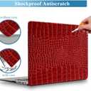 Compatible for MacBook Air 13 inch Case 2026 M5, 2022-2025 M4/M3/M2 A3449 A3240 A3113 A2681, Textured Luxury Crocodile Aligator Skin Snakeskin PU Leather Hardshell & Keyboard Cover, Burgundy