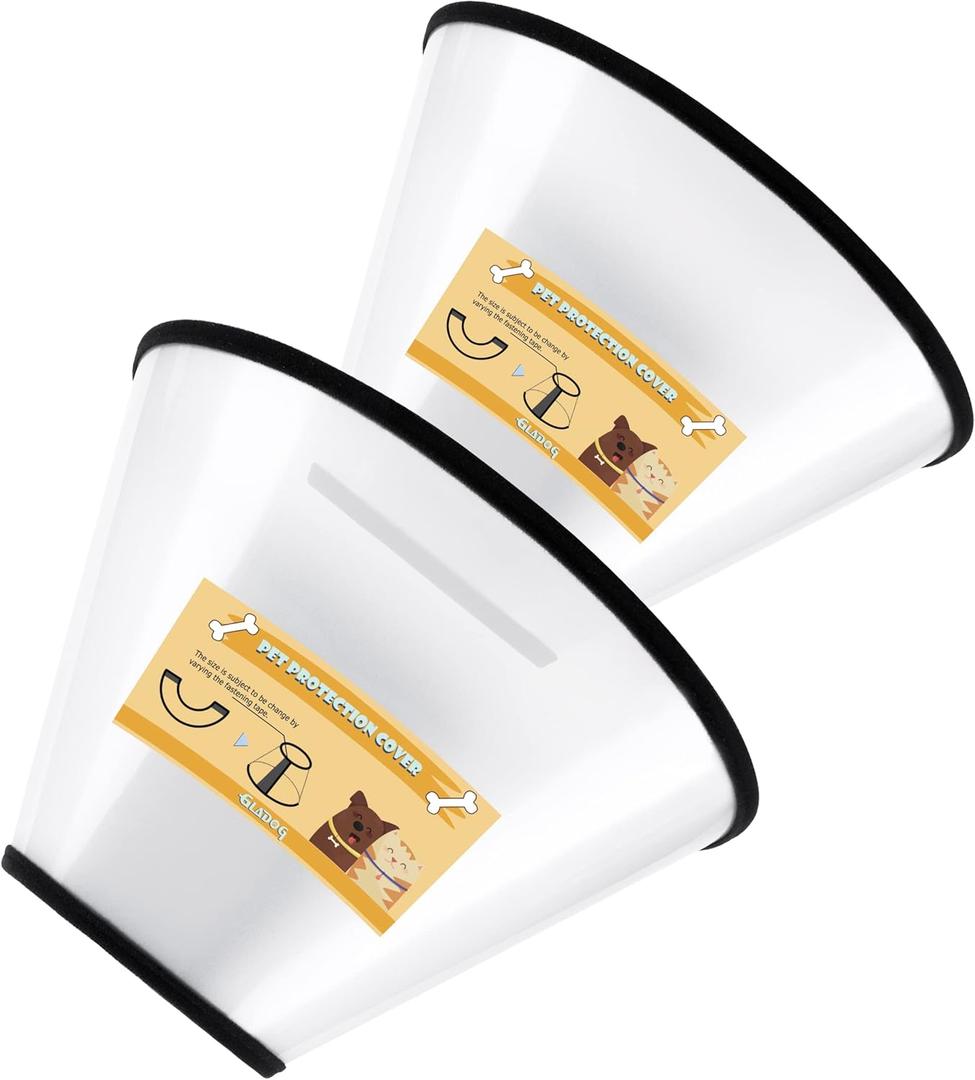 GLADOG Soft Cone Collar, 2 PCS (XL is Only 1 PCS) Flexible Plastic Cone for After-Surgery Recovery, Adjustable E-Collar for Large/Medium/Small Dogs and Cats