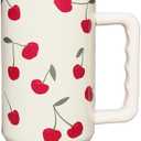 Cherry Tumbler 40 oz with Handle and Straw, Cherry Themd Gifts for Women Cup Holder Friendly Insulated Travel Mug Stainless Steel Water Bottle