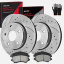 GAIASURGE Brake Pads And Rotors Kit Compatible With 2007-2017 Jeep Wrangler, 2018 JK, Front Automotive Replacement Brake Kits 53040 D1273-8389 Drilled And Slotted Rotors Anti-rust Oil 302mm(11.9in)