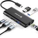 UtechSmart USB C Hub, Ethernet Multiport Adapter 6 in 1 USB C to HDMI Dock Compatible for MacBook Pro/Air, Chromebook, Dell XPS, HP and Type C Devices (Gigabit Ethernet 100W PD 4K HDMI USB 3.0) Black