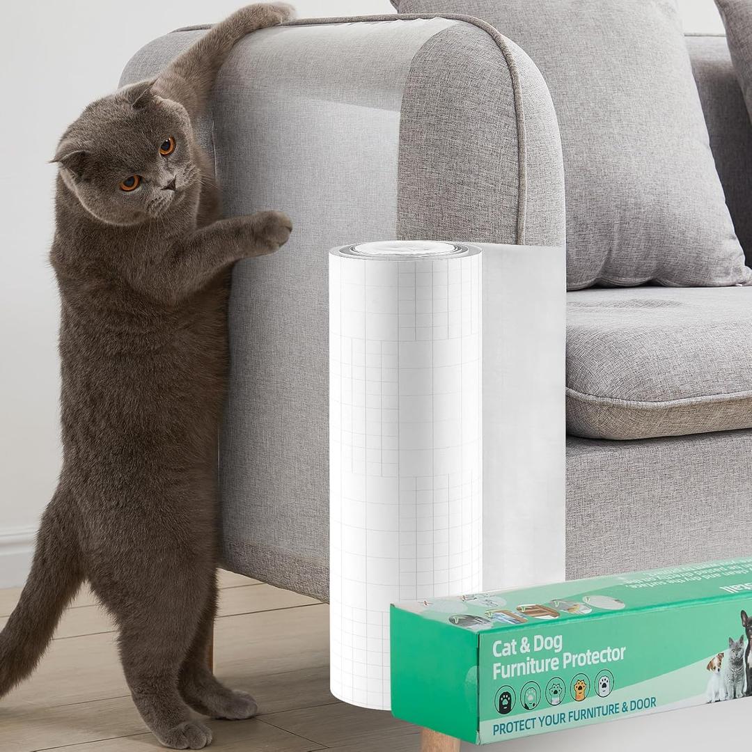 Cat Scratch Furniture Protector - Cat Scratch Deterrent Furniture Protectors for Sofa, Counters, Doors-Couch Corner Protectors for Cats (13" x 32FT)