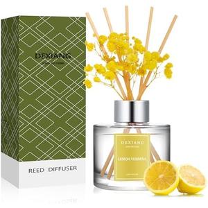 Lemon Verbena Reed Diffuser Set - 3.38 fl oz (100ml) Essential Oil with 6 Reed Sticks | Home & Bathroom Decor