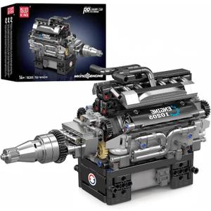 Mould King 10205 V12 Engine Building Blocks Sets, Build a Engine Model Kit That Runs, MOC Engine Model Building Kit for Adults 14+, 733 PCS for Adults