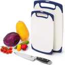 Moss & Stone 2 Piece Cutting Boards for Kitchen & Chef Knife, Polypropylene and Dishwasher Safe, 2 Chopping Board with Grip Handle BPA-Free