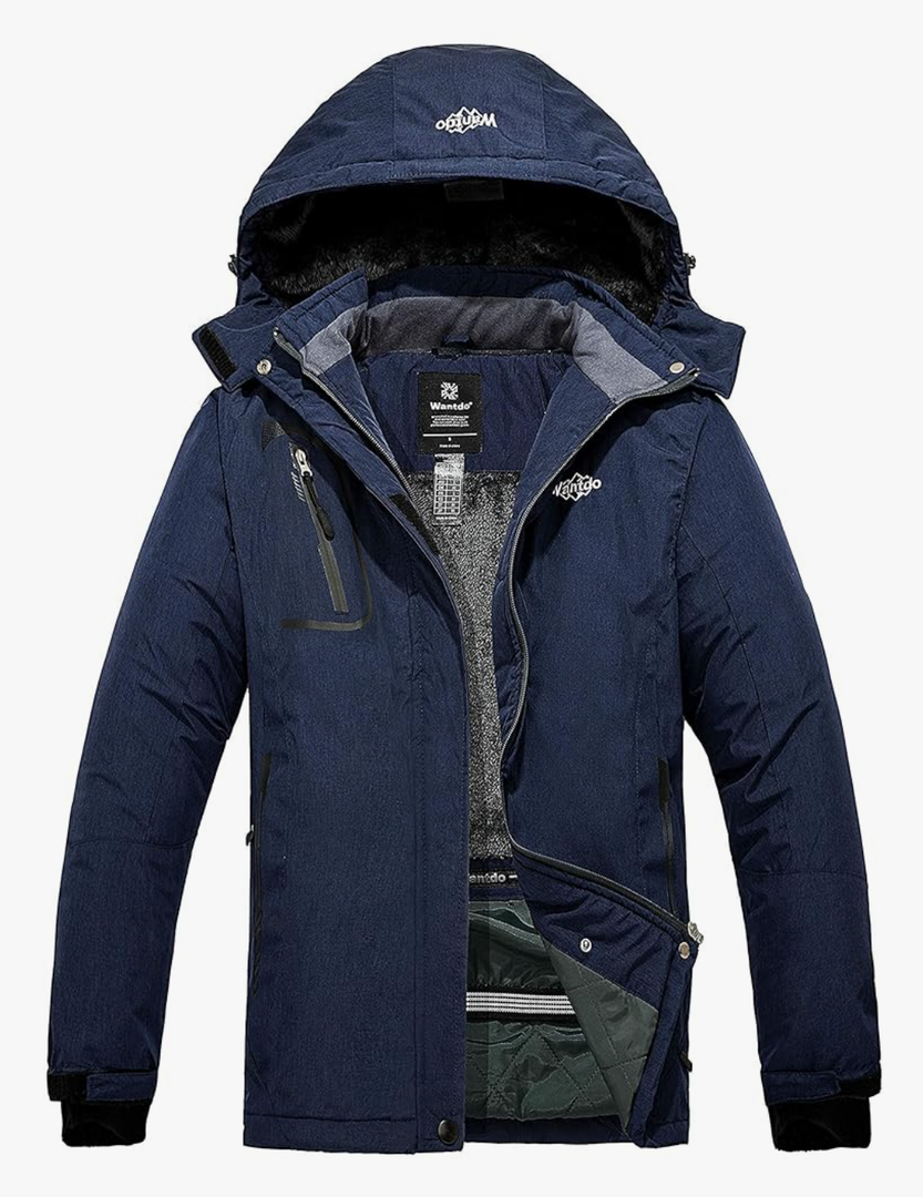 wantdo Women's Mountain Waterproof Ski Jacket Windproof Rain Jacket Winter Warm Hooded Coat XL