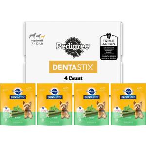Pedigree Dentastix Dental Chews for Dogs, Small and Toy Breed Dog Treats, Fresh Flavor, (4) 51ct Bags (204 Treats Total) Best By 07/03/2026