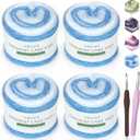 Katech Ombré Yarn for Crocheting-Gradient Cake Yarn-4x100g 60% Cotton 30% Acrylic 10% Wool-Ombré Multicolor Soft Rainbow Cotton Crochet Yarn for Scarves, Shawls, Blankets and Garments(G)