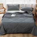 NTCOCO Summer Lightweight Comforter Set,Thin Quilt,100% Washed Cotton,Machine Washable,Soft Comfy Breathable Can Sleep Naked(Queen,Soot Grey