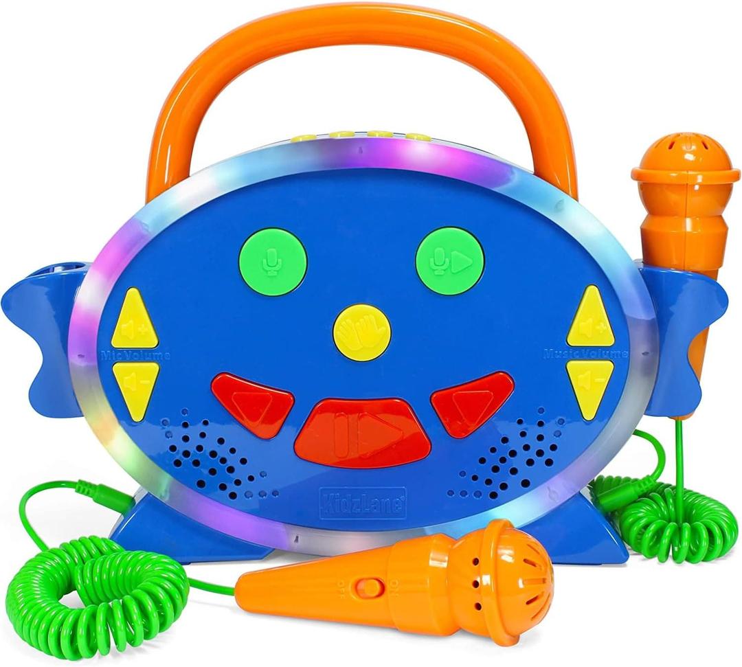 Kidzlane Kids Karaoke Machine - Singing Machine with 2 Microphones and Bluetooth - 100 Pre-Loaded Songs - Kids Music Player with Voice Changer, Record and Playback, and Multicolored LED Lights