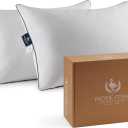 Pacific Coast Goose Feather and Down Bed Pillows Standard Size Set of 2, Hotel Pillow for Sleeping, Downproof, Soft, Fluffy, 100% Cotton Shell