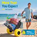 Never Flat Heavy Duty Beach Wagon – 13" Solid TPU Wheels, 352 lbs Capacity,Foldable Aluminum Wagon Dolly Buggy,Quick Fold,Adjustable Handle,All-Terrain Cart for Sand,Camping, Fishing & Outdoor,Yellow