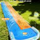 JOYIN 32.5FT Water Slide and 2 Inflatable Boards, Extra Long Double Lawn Heavy Duty Splash Mat Pad with Sprinkler for Kids Adults Backyard Summer Water Toy Outdoor Fun, Blue, Orange