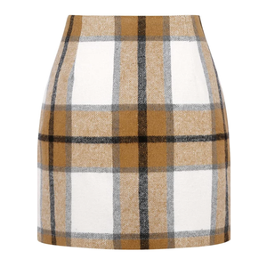 IDEALSANXUN Womens High Waist Plaid Skirt Bodycon Pencil Wool Mini Skirts, Size S