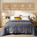 downluxe Queen Size Blanket with Satin Trim, Lightweight Down Alternative Blankets Queen Size for All Season, Machine Washable (Grey, 90x90 Inch)