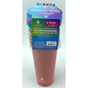 Color Changing 24oz Tumblers Lids & Straws Set New MANNA 6 Pack Reusable Cups