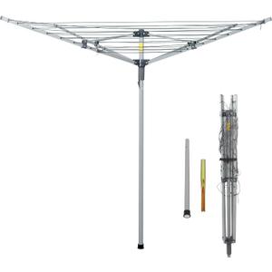 JS HANGER Collapsible 4-arm Rotary Outdoor Umbrella Drying Rack Metal Clothes Dryer Clothesline with 131ft Drying Space