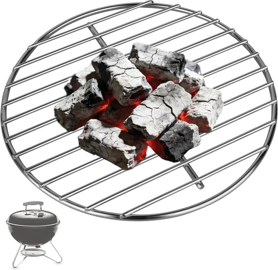 10.5" Charcoal Grate for Weber Charcoal Grills, Round Charcoal Grate for 14'' Weber Smokey Joe Silver&Gold Tuck-n-Carry, Heavy-Duty Steel 7439 Grill Grate for Weber Grill Parts
