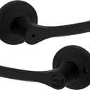 Kwikset Henley Interior Privacy Door Handle with Lock, Door Lever For Bathroom and Bedroom, Matte Black Reversible Keyless Turn Lock, with Microban Protection (1 Pack)