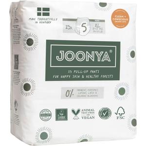 Joonya Pull-Up Pants Baby Diapers, Size 5 XL (24-37 lb) - 1 Bag of 23 - Non Toxic, Eco-Friendly, High Absorbency, Overnight Use, Ultra Slim & Soft - Made in Denmark