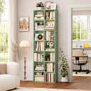 FOTOSOK Bookshelf Bookcase 7-Tier Narrow Bookshelf Tall CD Media Tower Rack, 19.6" W x 9.26" D x 70.9" H