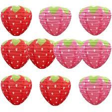 KatchOn, Red and Pink Strawberry Paper Lanterns – 10 Pack | Strawberry Lanters For Strawberry Decorations, Wedding, Anniversary Hanging Decorations | Strawberry Birthday Decorations