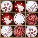 SHareconn 100MM/4 Inch 9PCS Large Christmas Balls Ornaments, Shatterproof Plastic Hanging Big Baubles Set for Xmas Tree Decoration Holiday Party Wedding Decorations with Hook,Red and White (10CM)