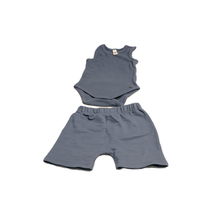 Modern Moments by Gerber baby-boys Ribbed 2-piece Sleeveless Bodysuit & French Terry Short Set 24M