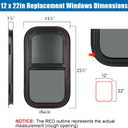 Vertical RV Window, 12" W x 22" H Tinted Sliding RV Window with Net Screen and Trim Ring, Suitable for 1-1/8" Thick Walls, DOT Approved