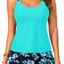 Tempt Me Women Tankini Swimsuits with Skirt - Two Piece Tummy Control Bathing Suit with Pockets Loose Fit 2026 Swimwear (Blue), Size 22W