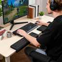 VAGAU L-Shaped Arm Rest for Desk, Memory Foam Elbow Support Padding Set with Non-Slip,2-Piece Ergonomic Desk Edge Cushion & Wrist Rest for Computer Keyboard, Office and Home Use (Black)