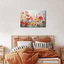 Large Colorful Flower Wall Art Bathroom Decor Watercolor Daisy Poppy Floral Canvas Prints Pictures Oil Painting Nature Wildflower Poster Artwork Living Room Bedroom Kitchen Home Decoration 24x36"