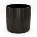 Amazon Basics Fluted Round Ceramic Planter, 8-inch, Black