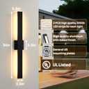 Black Long LED Porch Lights 34 in Modern Exterior Wall Sconce Waterproof Aluminum & Glass Outdoor Wall Lights 3000K Warm Light Outside Lights for House Garage Front Door Patio,1 Pack