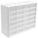 Akro-Mils 24-Drawer Plastic Drawer Storage Cabinet for Garage Organization, Bead Organizer, Building Bricks Storage, Teacher Toolbox, Makeup Organizer, 20-Inch W x 6-Inch D x 16-Inch H, 10124 White