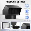 Roof Vent Cap 6 Inch Removable Rooftop Black Exhaust Iron Vent Cap with Damper for Ventilation System