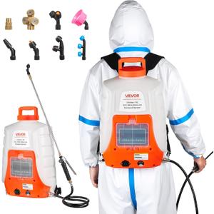 VEVOR Battery Powered Backpack Sprayer, 4 Gallons Electric Lawn Sprayer with 8 Nozzles & 2 Telescopic Wands, 90PSI Adjustable Pressure, 4-6 Hour Runtime, Yard Sprayers for Lawn and Garden