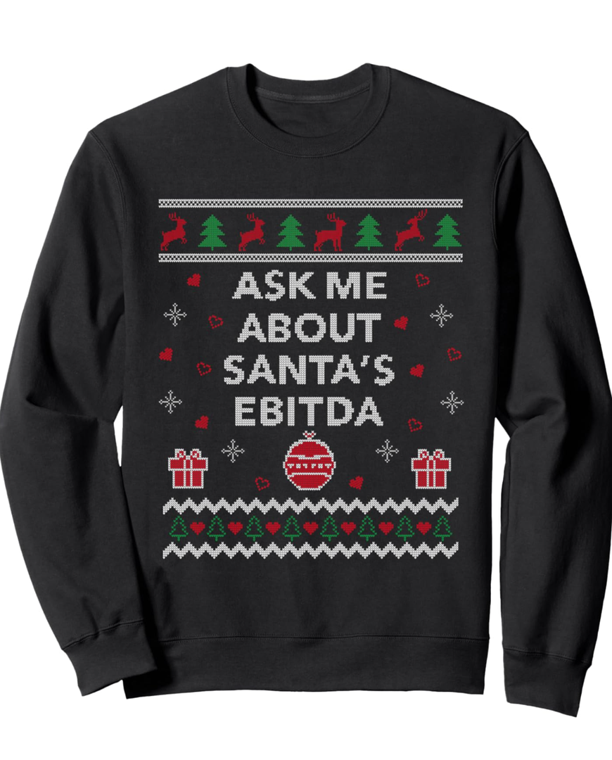 Xmas Ugly Christmas Designs Co. Ask me About Santas EBITDA Accountant Design Ugly Christmas Sweatshirt, S, Black